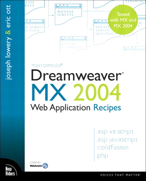 Macromedia Dreamweaver MX 2004 Web Application Recipes